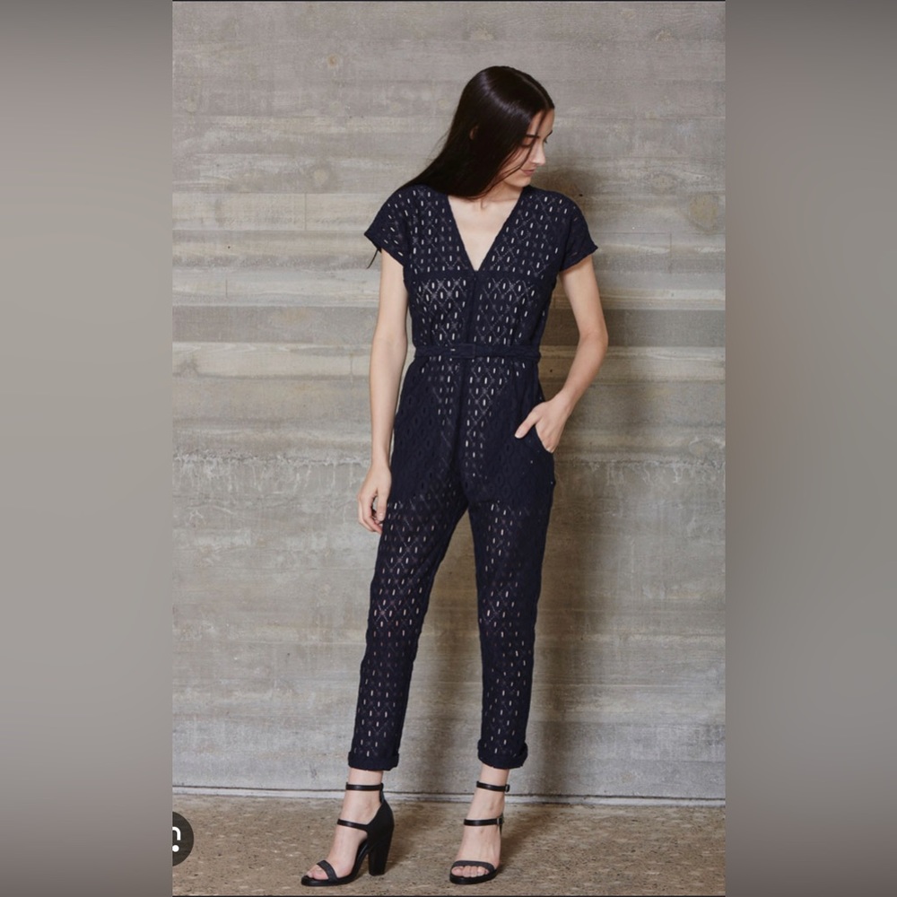 RACHEL COMEY Black Belted Zip-Front Cap Sleeve Glinda Jumpsuit sz 6 Women's